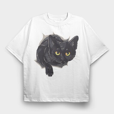 Black Cat Box, Tricou Oversize Barbati (Unisex)