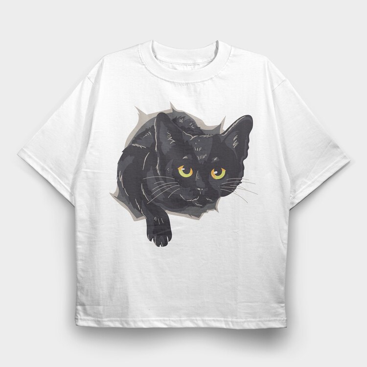 Black Cat Box, Tricou Oversize Barbati (Unisex)