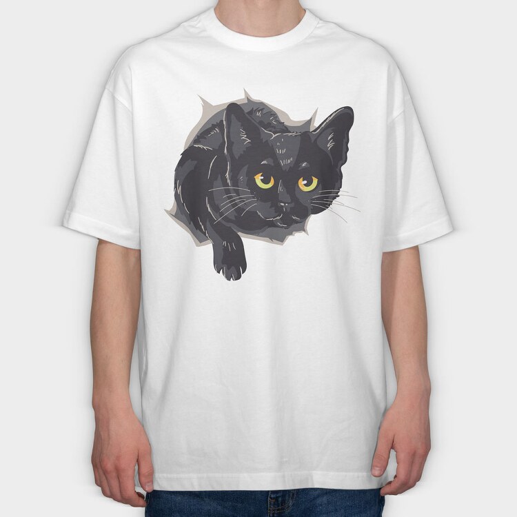 Black Cat Box, Tricou Oversize Barbati (Unisex)