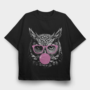 Owl Monochrome Bubblegum, Tricou Oversize Barbati (Unisex)