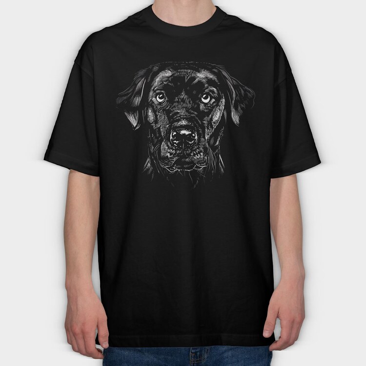 Labrador Retriever Monochrome, Tricou Oversize Barbati (Unisex)