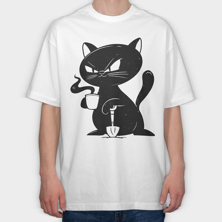 Black Cat Coffee, Tricou Oversize Barbati (Unisex)