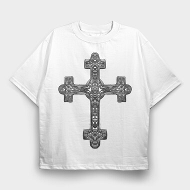 Germanic Cross Handdrawn, Tricou Oversize Barbati (Unisex)
