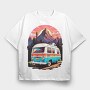 Vintage Bus, Tricou Oversize Barbati (Unisex)