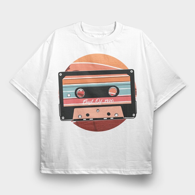 Vintage Cassette Design, Tricou Oversize Barbati (Unisex)