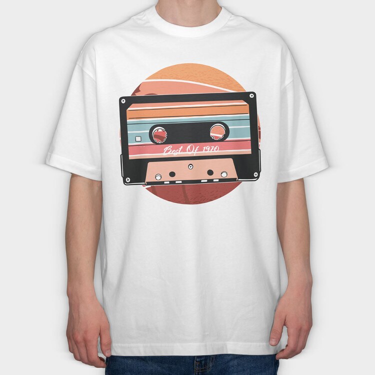 Vintage Cassette Design, Tricou Oversize Barbati (Unisex)