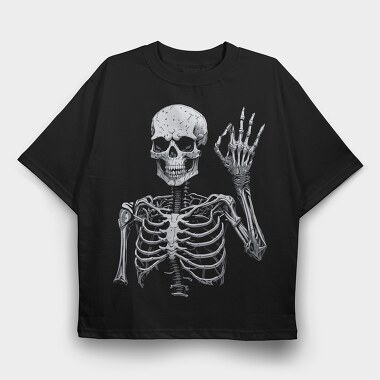 Skeleton Ok Sign, Tricou Oversize Barbati (Unisex)