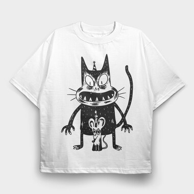 Creepy Cat Mouse, Tricou Oversize Barbati (Unisex)