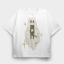 Ghost With Cat, Tricou Oversize Barbati (Unisex)