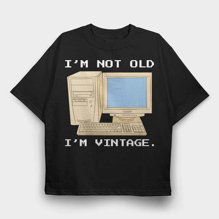 Vintage Computer, Tricou Oversize Barbati (Unisex)