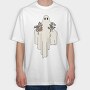 Ghost With Flowers, Tricou Oversize Barbati (Unisex)