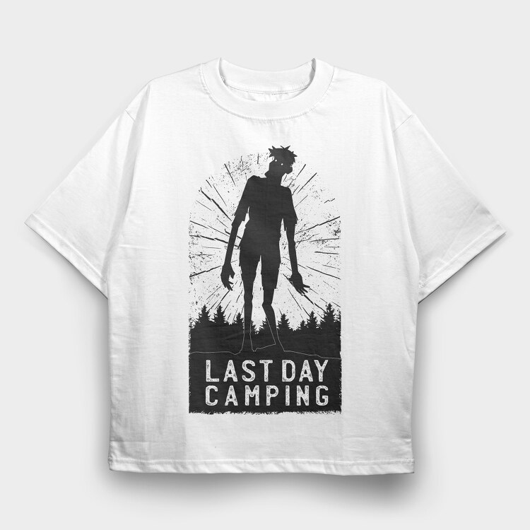 Last Day Camping Zombie, Tricou Oversize Barbati (Unisex)
