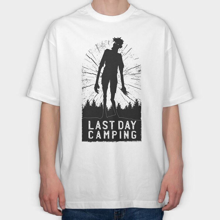 Last Day Camping Zombie, Tricou Oversize Barbati (Unisex)