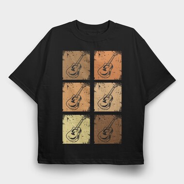 Vintage Guitars Set, Tricou Oversize Barbati (Unisex)