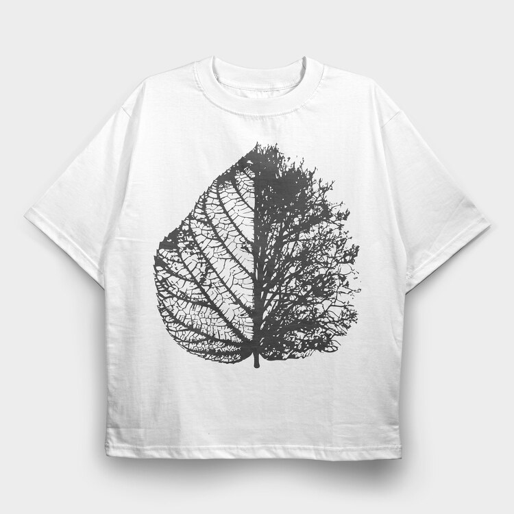 Leave Skeleton and Bare Tree, Tricou Oversize Barbati (Unisex)