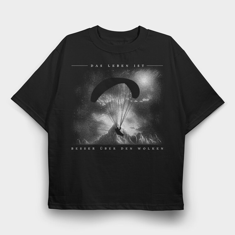 Paraglider Silhouette, Tricou Oversize Barbati (Unisex)