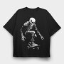 Skeleton Skater Monochrome, Tricou Oversize Barbati (Unisex)