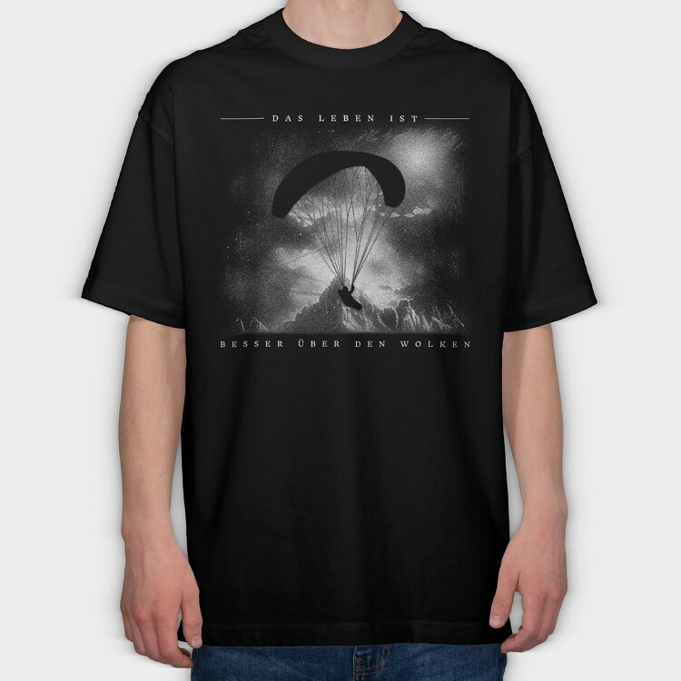 Paraglider Silhouette, Tricou Oversize Barbati (Unisex)