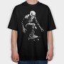 Skeleton Skater Monochrome, Tricou Oversize Barbati (Unisex)