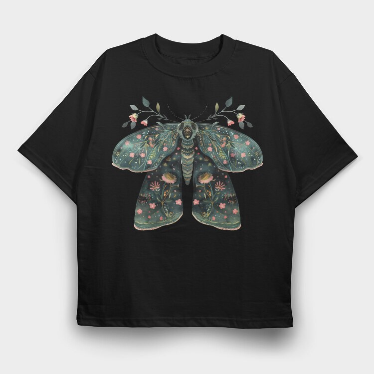 Boho Floral Moth, Tricou Oversize Barbati (Unisex)