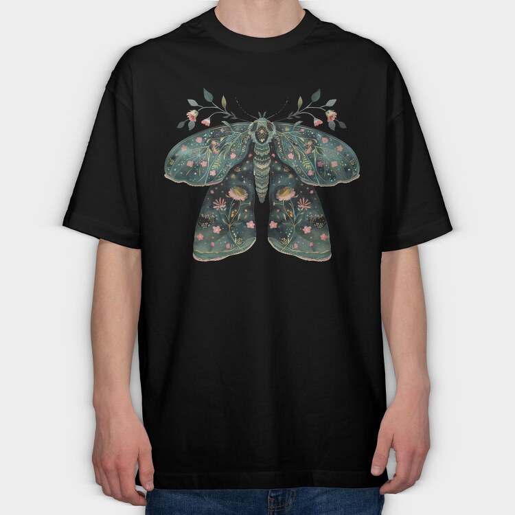 Boho Floral Moth, Tricou Oversize Barbati (Unisex)