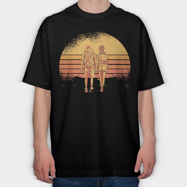 Partner Retro Sunset, Tricou Oversize Barbati (Unisex)