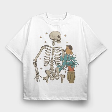 Skeleton Watering the Plant, Tricou Oversize Barbati (Unisex)
