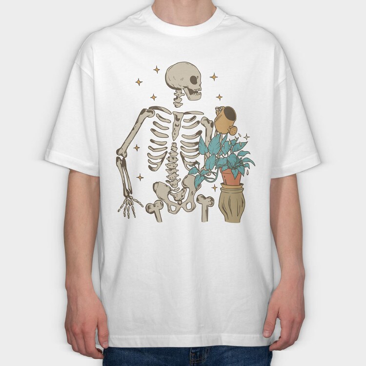 Skeleton Watering the Plant, Tricou Oversize Barbati (Unisex)