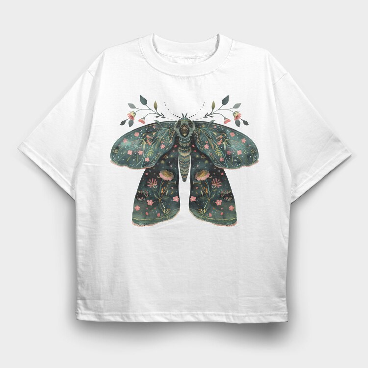 Boho Floral Moth, Tricou Oversize Barbati (Unisex)
