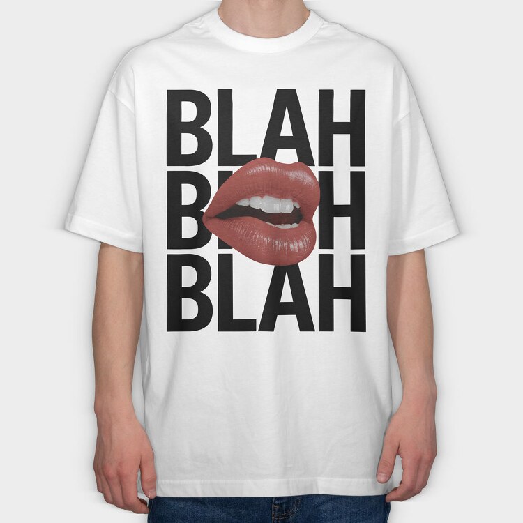 Blah Lips Bite, Tricou Oversize Barbati (Unisex)