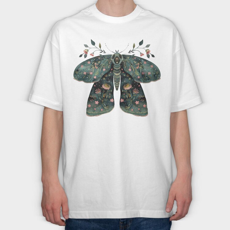 Boho Floral Moth, Tricou Oversize Barbati (Unisex)
