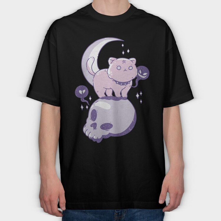 Pastel Goth Cat Skull, Tricou Oversize Barbati (Unisex)