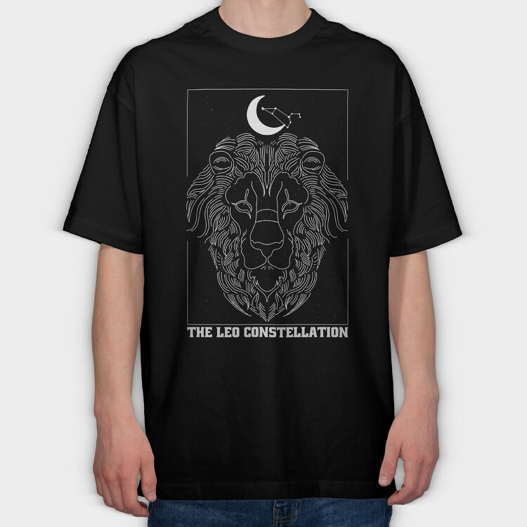 Leo Constellation, Tricou Oversize Barbati (Unisex)