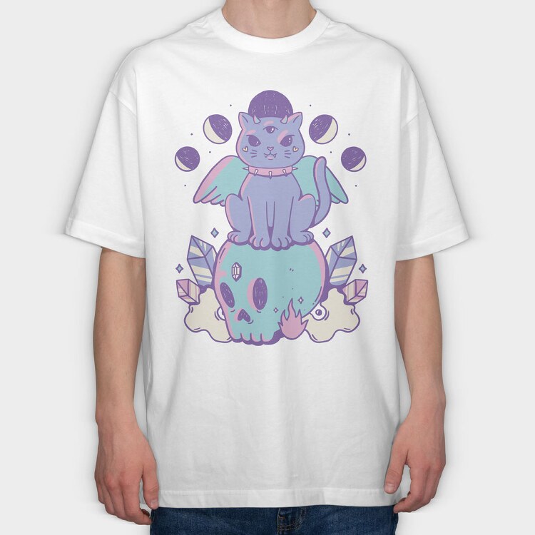 Pastel Goth Cat, Tricou Oversize Barbati (Unisex)