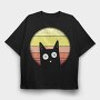 Vintage Sunset Cat, Tricou Oversize Barbati (Unisex)
