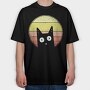 Vintage Sunset Cat, Tricou Oversize Barbati (Unisex)