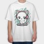 Cute Cat Dj, Tricou Oversize Barbati (Unisex)