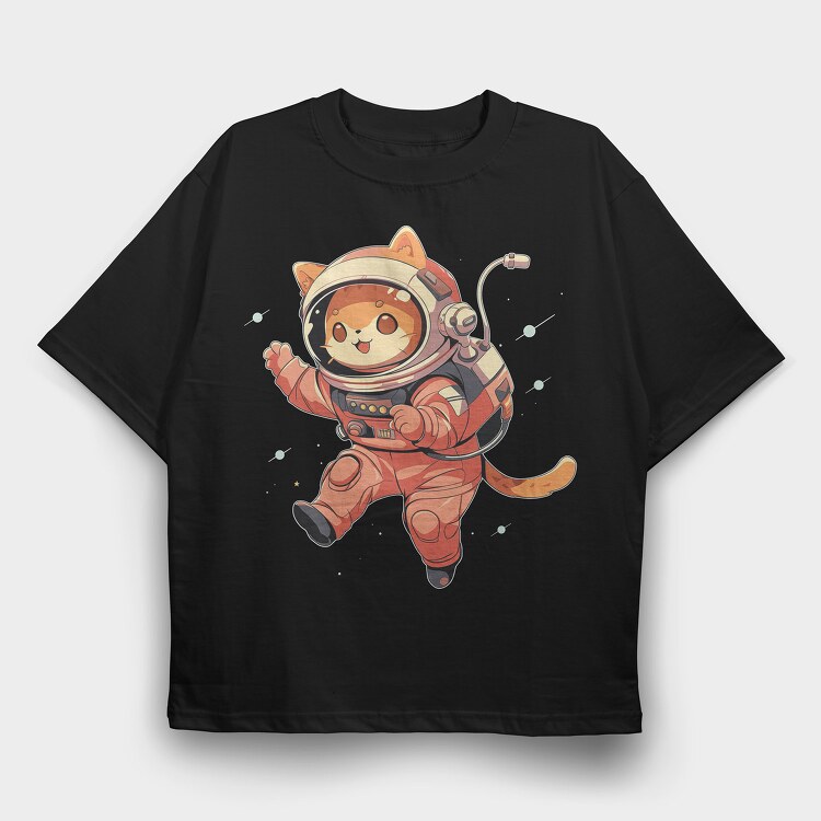 Cute Cat in Space, Tricou Oversize Barbati (Unisex)