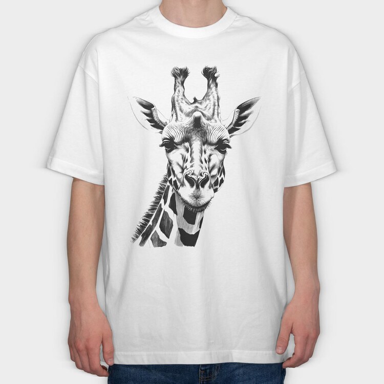 Giraffed Black and White, Tricou Oversize Barbati (Unisex)
