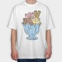 Cute Cats Ice Cream Bowl, Tricou Oversize Barbati (Unisex)