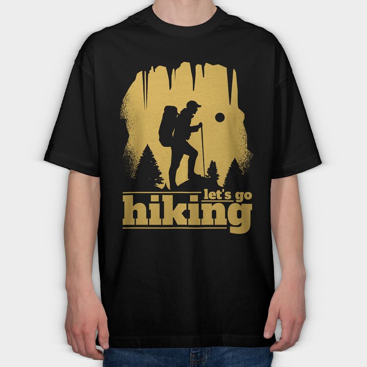 Lets Go Hiking Yellow, Tricou Oversize Barbati (Unisex)