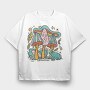 Pastel Retro Mushrooms, Tricou Oversize Barbati (Unisex)
