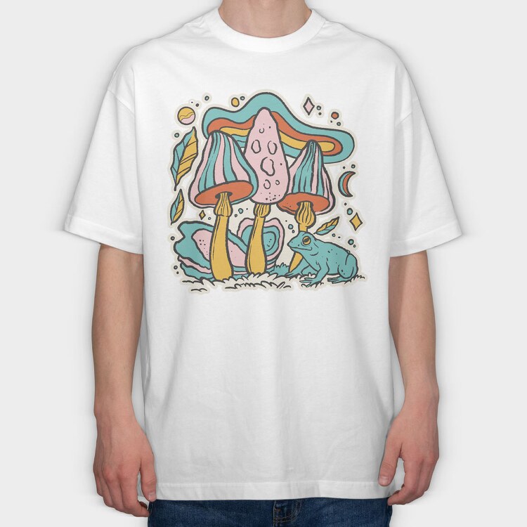Pastel Retro Mushrooms, Tricou Oversize Barbati (Unisex)
