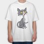 Skinny Funny Cat, Tricou Oversize Barbati (Unisex)