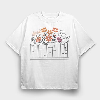 Books Flowers, Tricou Oversize Barbati (Unisex)