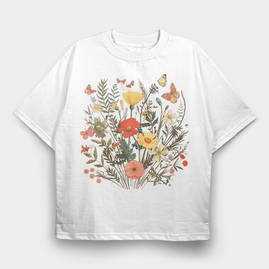 Vintage Wildflowers, Tricou Oversize Barbati (Unisex)