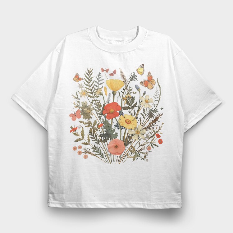 Vintage Wildflowers, Tricou Oversize Barbati (Unisex)