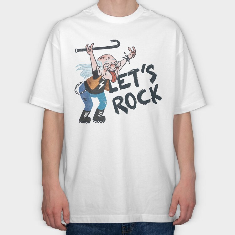 Lets Rock Grandpa, Tricou Oversize Barbati (Unisex)