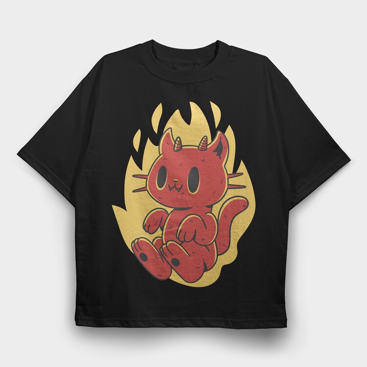 Cute Devil Cat, Tricou Oversize Barbati (Unisex)