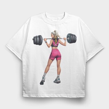 Girl Lifting Weights, Tricou Oversize Barbati (Unisex)